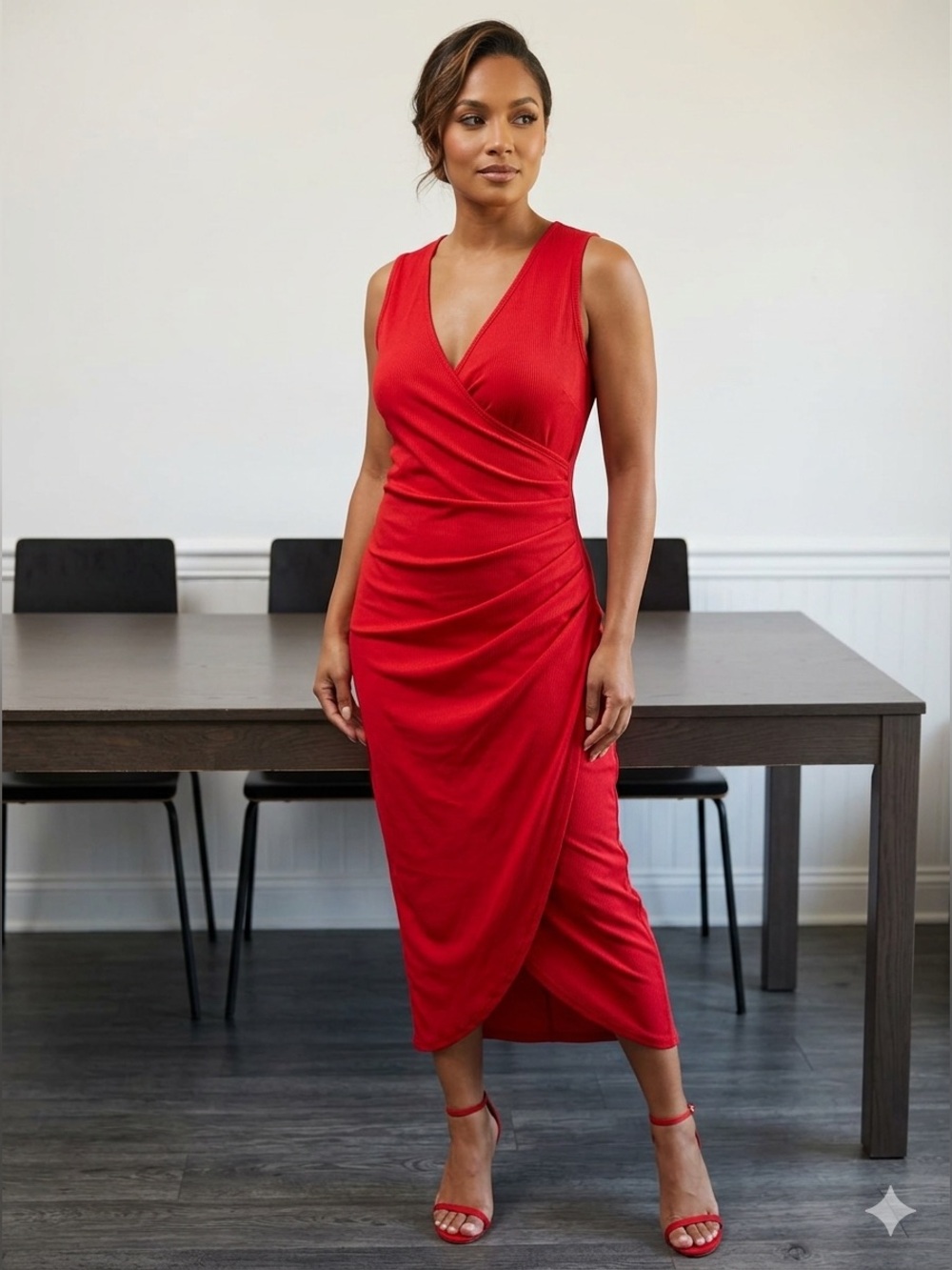 New-Sleeveless stretch dress "Nali Collection" for women color Red L-XL